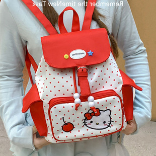可爱学院风撞色kt猫双肩包小众设计感少女书包大容量休闲学生背包