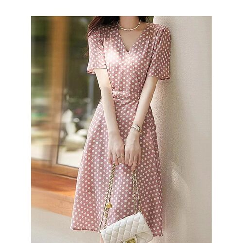 BURBBOLE/巴博利真丝波点连衣裙