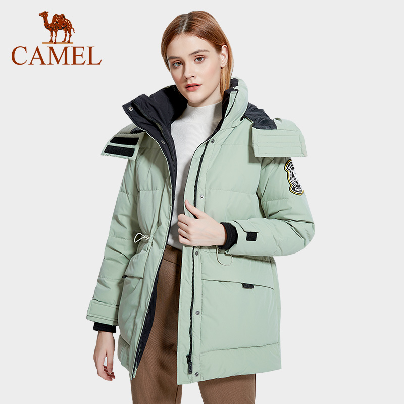 骆驼中长款防风保暖羽绒服外套