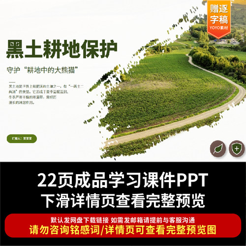 简洁大气黑土耕地保护守护耕地中的大熊猫PPT课件