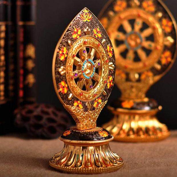 티베트 절묘한 에나멜 공예 대형 파룬 장식품 종종 회전 페인트 파룬 파룬 보물 장식품 무료 배송