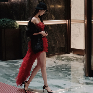 复古蕾丝包臀裙 圣诞主题套裙 拖尾 长款 挚爱幻想