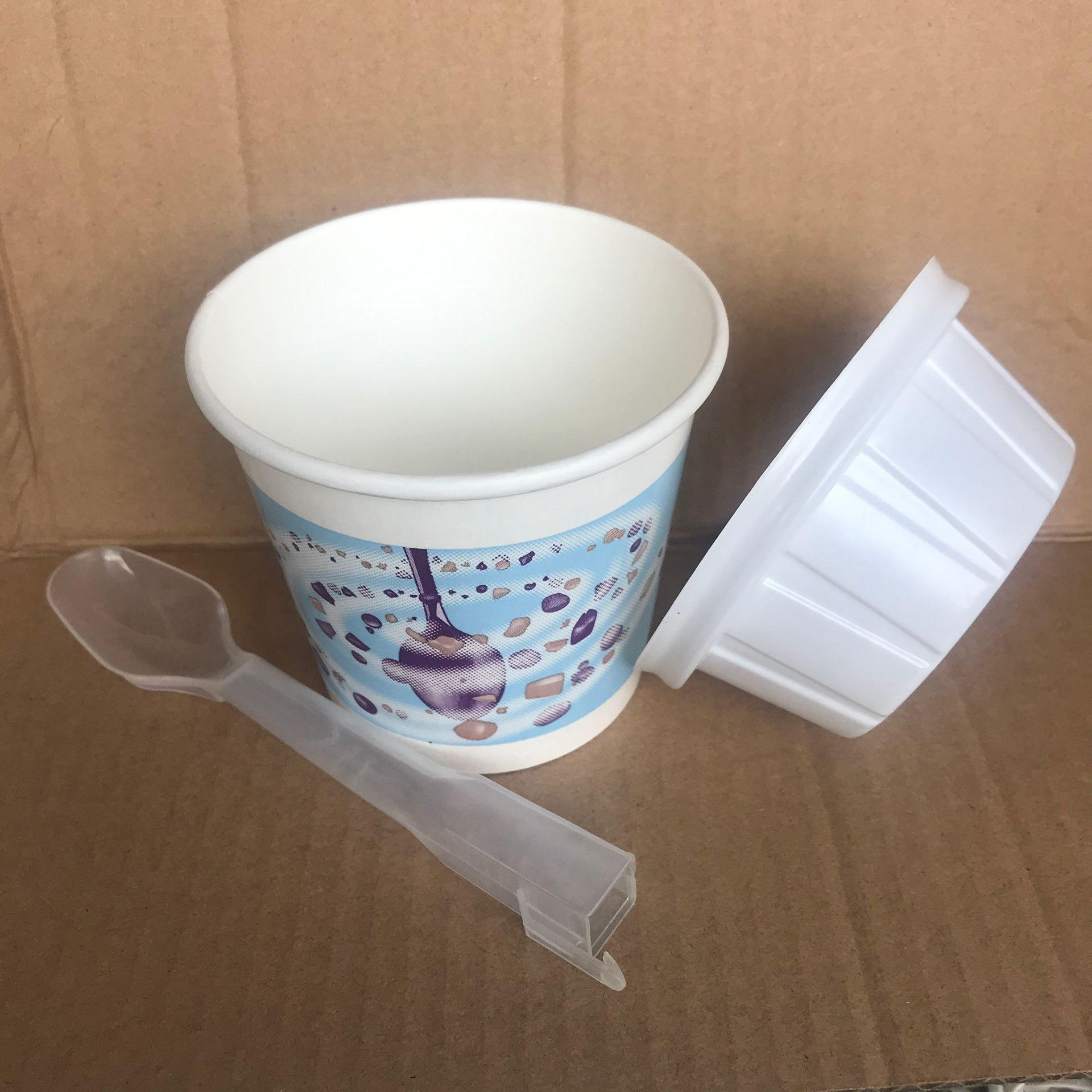 加厚麦旋风杯带盖配勺子可选320ml 冰淇淋杯西餐厅圣代雪糕杯包邮