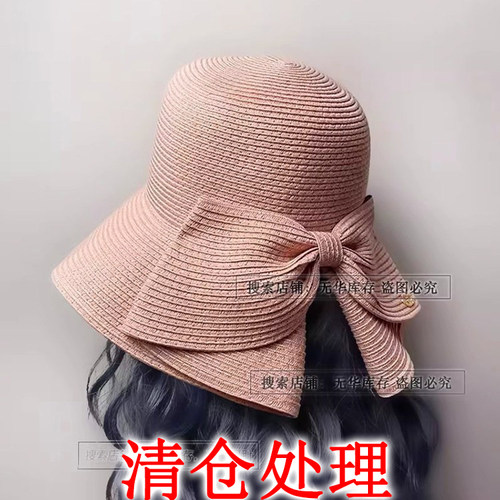 出口货超大帽檐大蝴蝶结遮阳帽子
