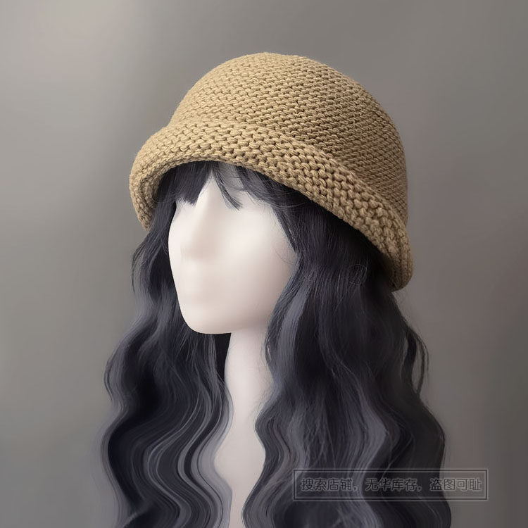 20%羊毛针织帽洋气卷边包头帽