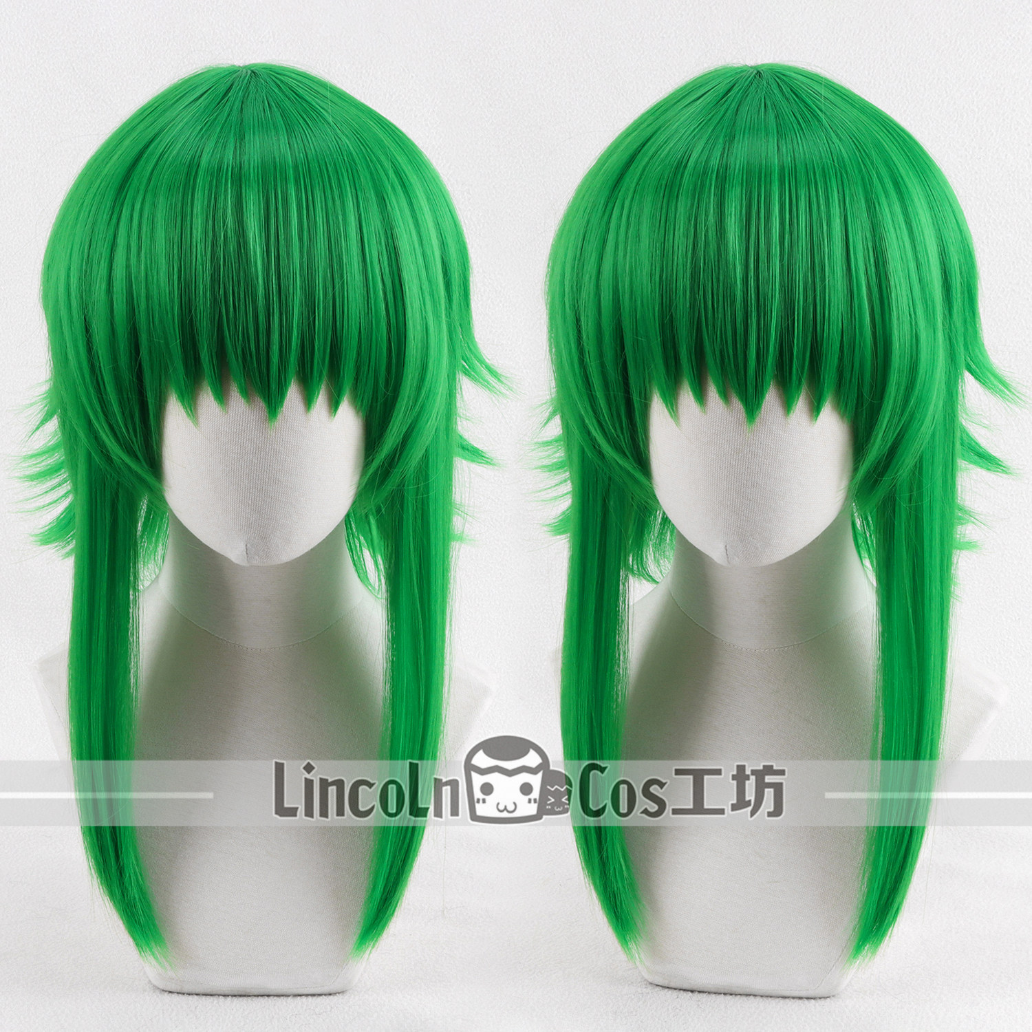 LINCOLN Vocaloid V家山茶花 Gumi cos假发 绿色 头皮顶加长鬓角