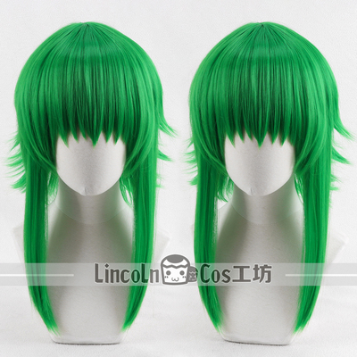 LINCOLN Vocaloid V家山茶花 Gumi cos假发 绿色 头皮顶加长鬓角