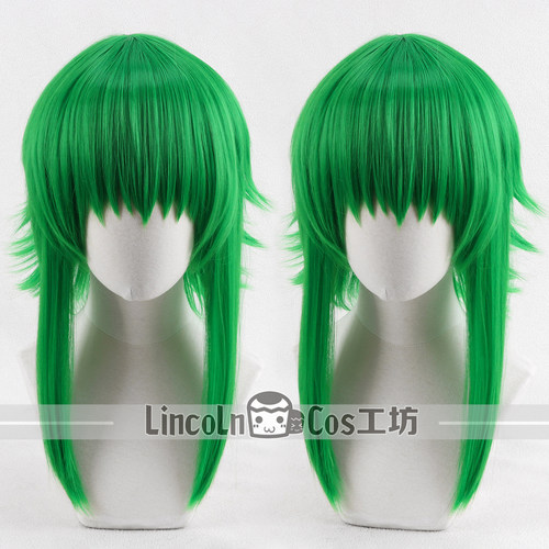 LINCOLN Vocaloid V家山茶花 Gumi cos假发 绿色 头皮顶加长鬓角