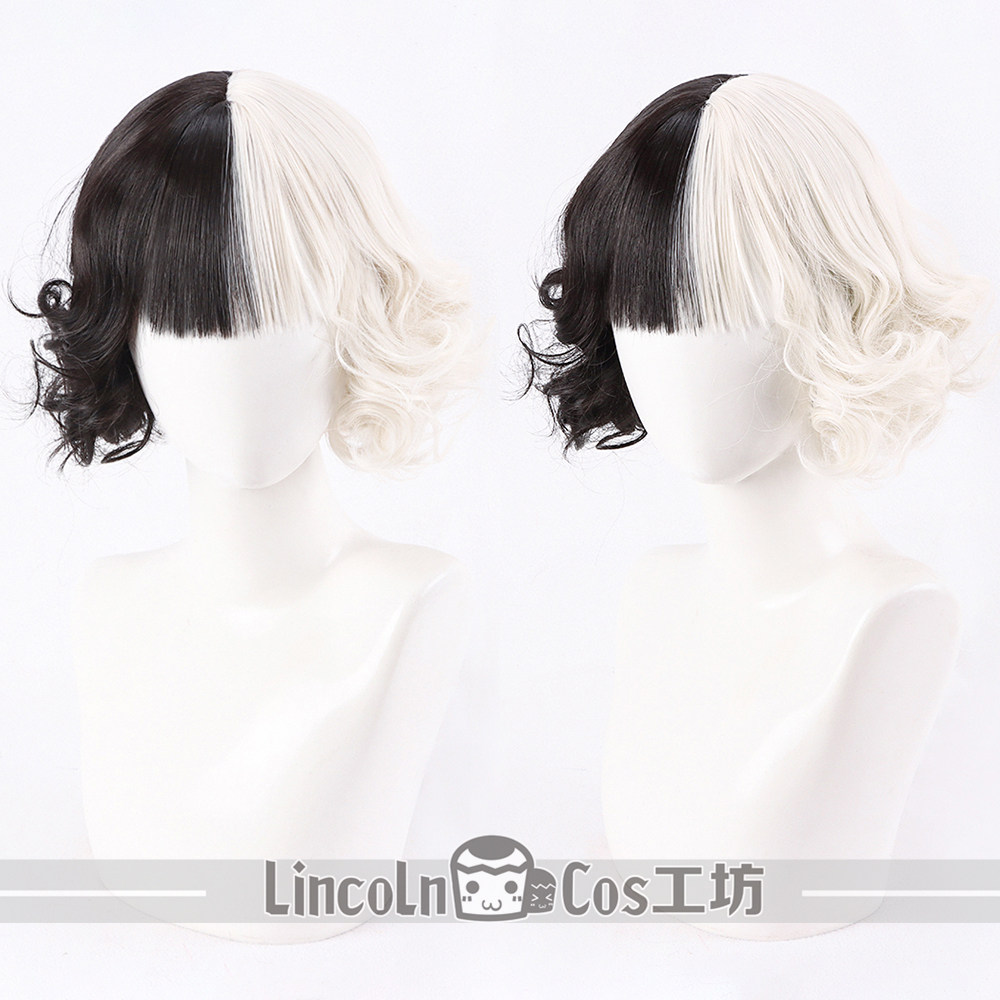 lincoln真人电影cruella de vil黑白魔女库伊拉阴阳头刘海cos假发