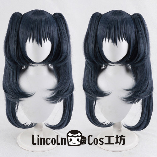 LINCOLN 主体短发+层次大虎夹马尾 三件套 收脸 cos假发 烟蓝色