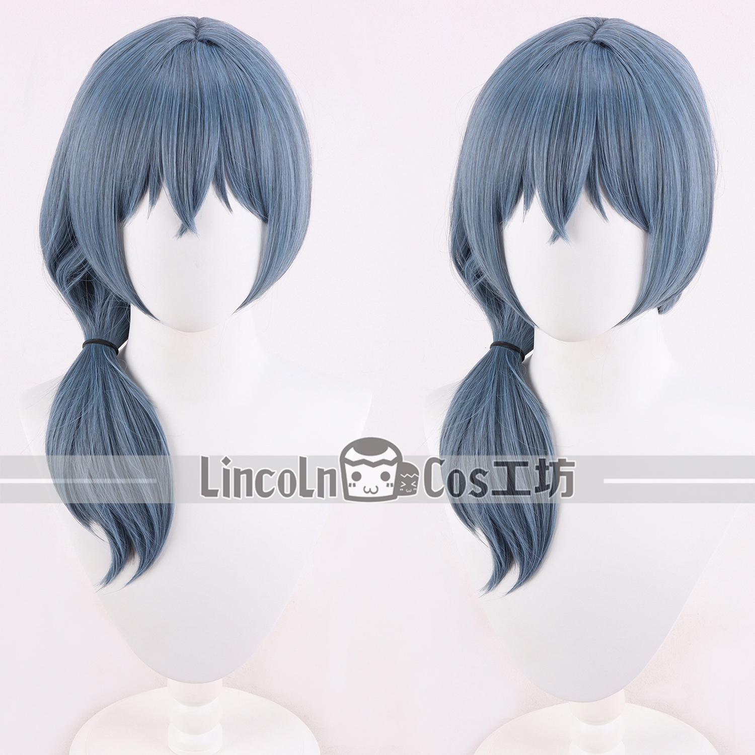 LINCOLN BanG Dream! 朝日六花 cos假发 角色扎发长头路 灰蓝色