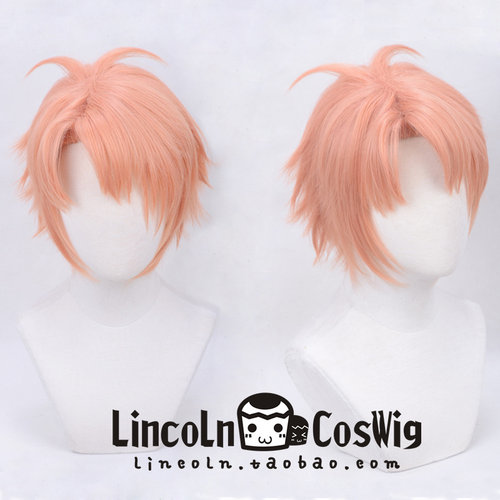 LINCOLN现货IDOLiSH7 和泉三月 反翘 粉橘 刘海造型偏分COS假发