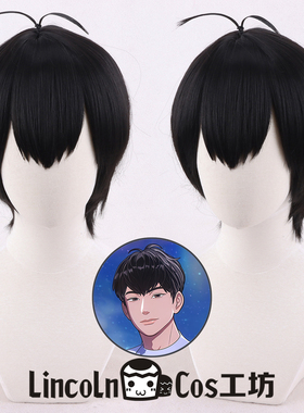 LINCOLN 虚拟偶像组合PLAVE 柳河玟COS假发 头皮顶 32CM黑色短发
