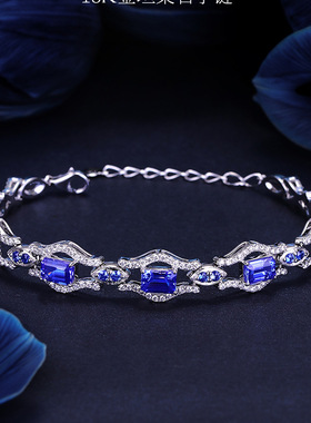 新款都灵之眼仿天然坦桑石手链 网红同款重工皇家蓝宝石彩宝手链