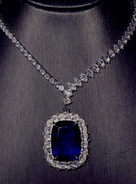 奢华重工仿真斯里兰卡蓝宝石项链 梵高的星空璀璨满天星锆石套链