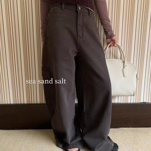 收到你会爱 salt 裤 型超好 sea 炭灰色高腰百搭休闲裤 sand