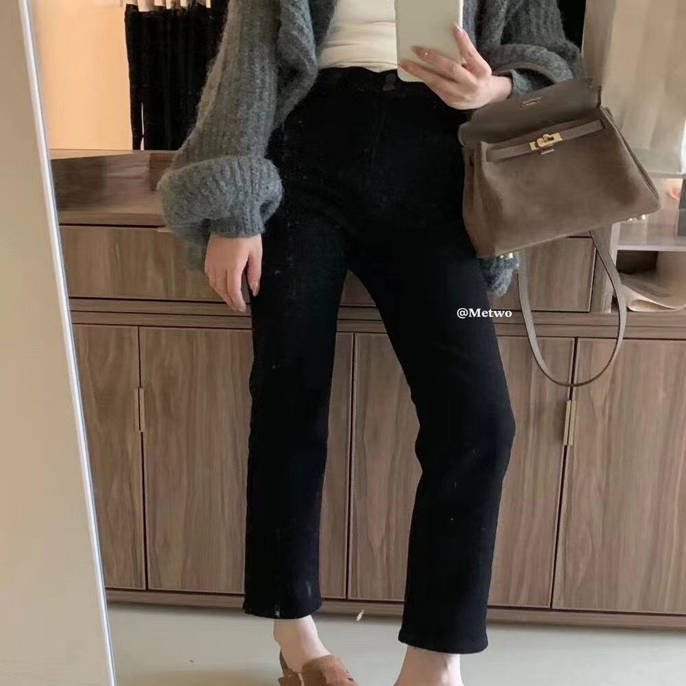 hers 自留好几条！弹性百搭黑色自然腰冬季百搭加绒小黑裤