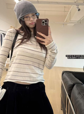 oker正版 质感到手你会爱！百搭条纹百搭圆领长袖