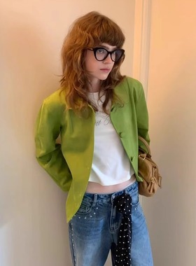 ovins yang 牛油果/咖色 颜色hin喜欢 廓形翻领百搭秋冬外套