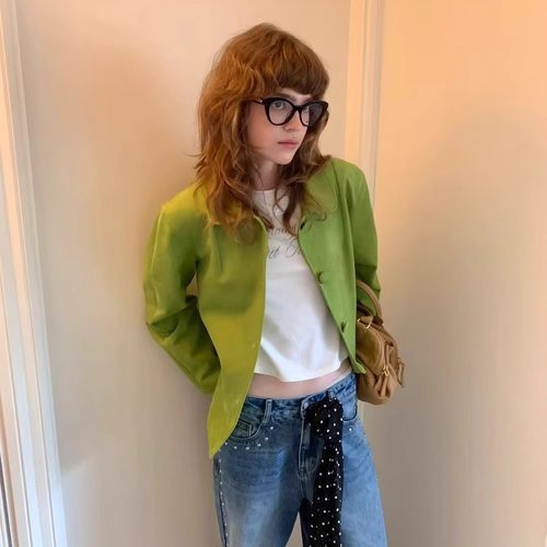 ovins yang 牛油果/咖色 颜色hin喜欢 廓形翻领百搭秋冬外套