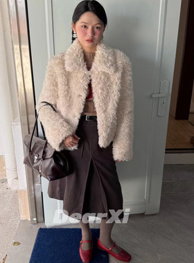 DEAR.XI  包裹在云朵里~羊圈毛宽松温柔感冬季夹棉毛毛外套 6093#