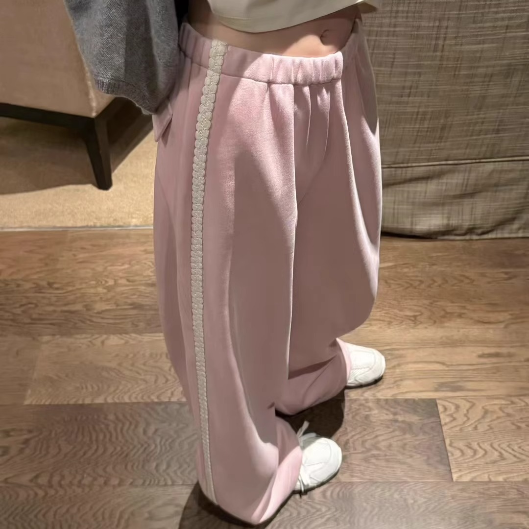 oker 怒推!质感hin帮~侧边编织高腰休闲棉质舒适秋季加厚休闲裤