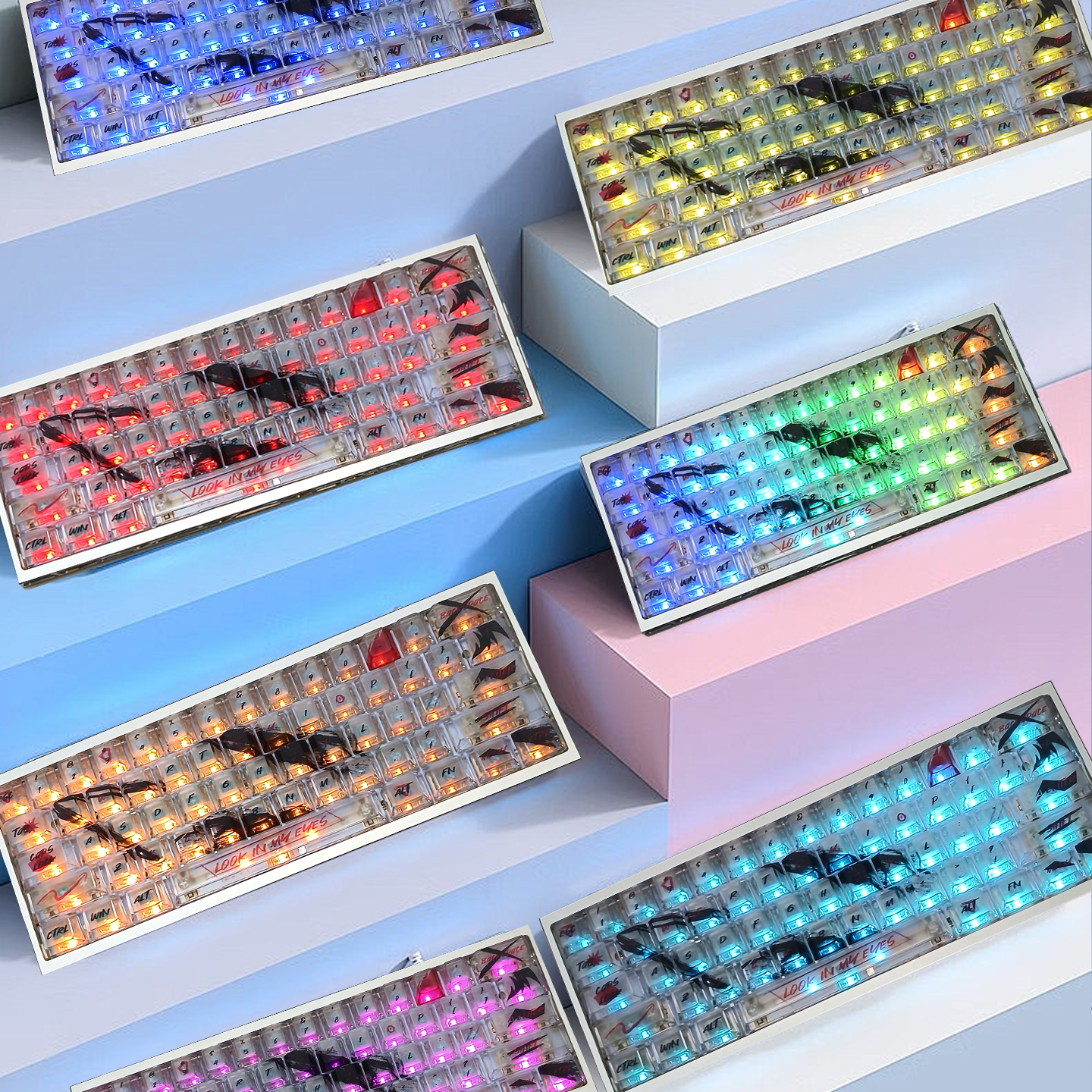 PC五面热升华透光键帽红色闪电wooting狼蛛迈从美加狮磁轴十字轴