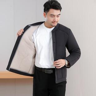 冬季爸爸棉衣套装加绒加厚中老年内穿驼绒棉袄棉裤套装男爷爷冬装