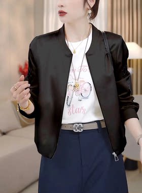 休闲刺绣微光段面棒球服外套女