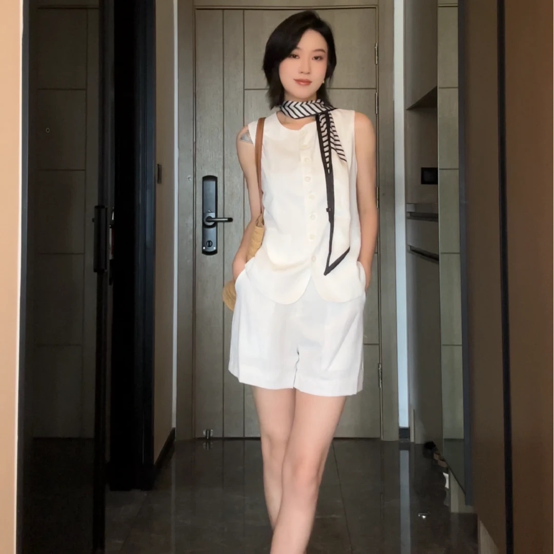 老钱风新款小香风显瘦马甲套装女