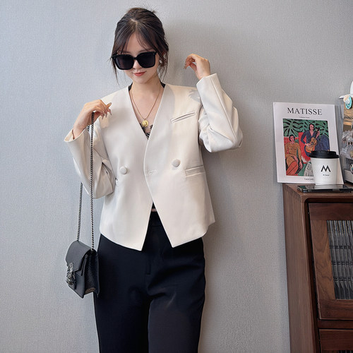 春秋款新小西装外套女短款V领