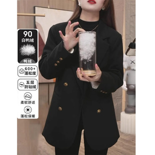 羽绒内胆毛呢西装外套女韩版冬季高级感羽绒服加厚90白鸭绒呢子