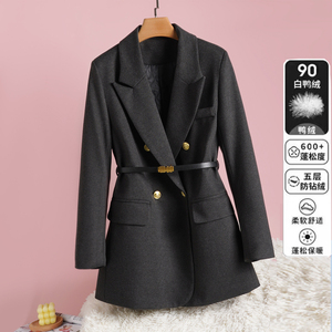 羽绒毛呢西装外套女2024秋冬新款时尚韩版百搭宽松休闲显瘦西服