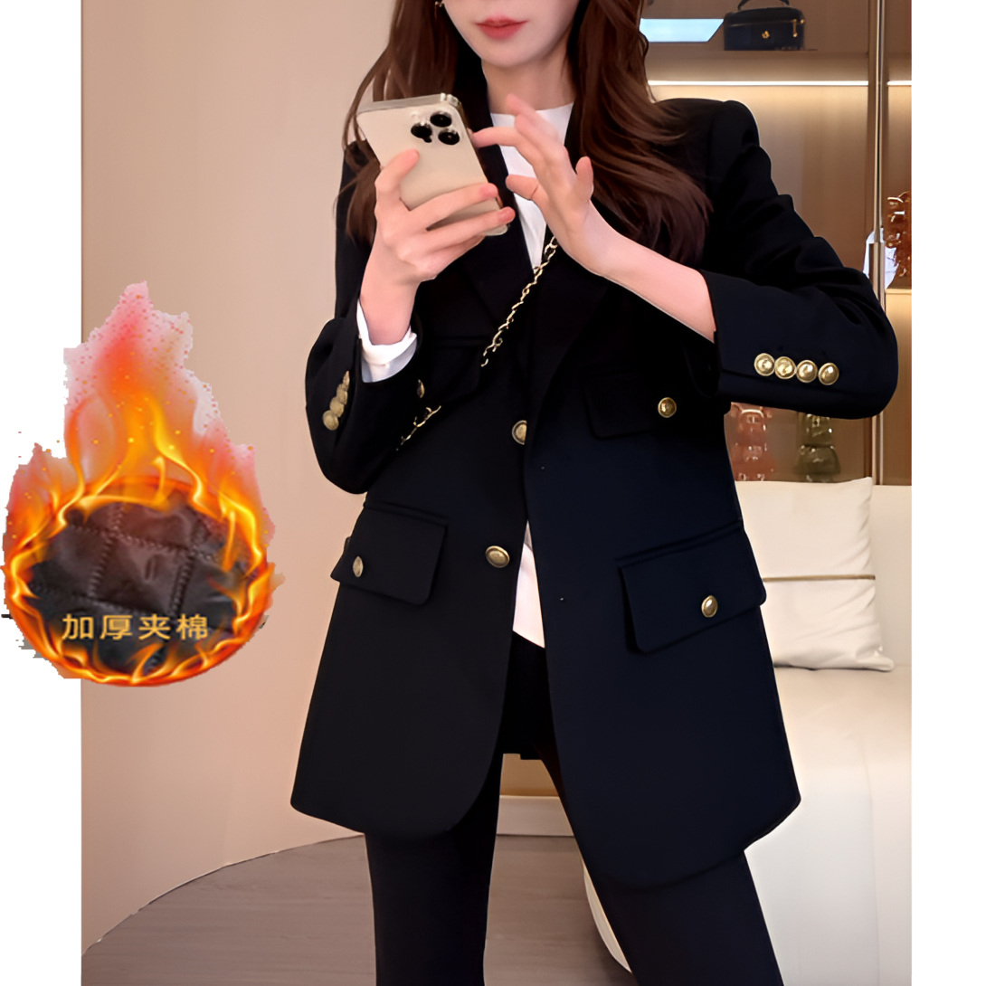 休闲时尚百搭夹棉西装外套女