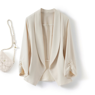 2025夏季高级设计感七分袖薄款西装外套女时尚气质小个子防晒西服