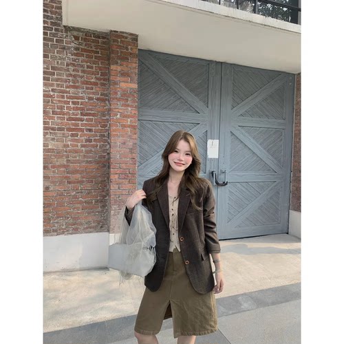 极简翻领宽松显瘦气质西装外套女