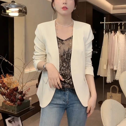 极简风气质收腰显瘦西装外套女