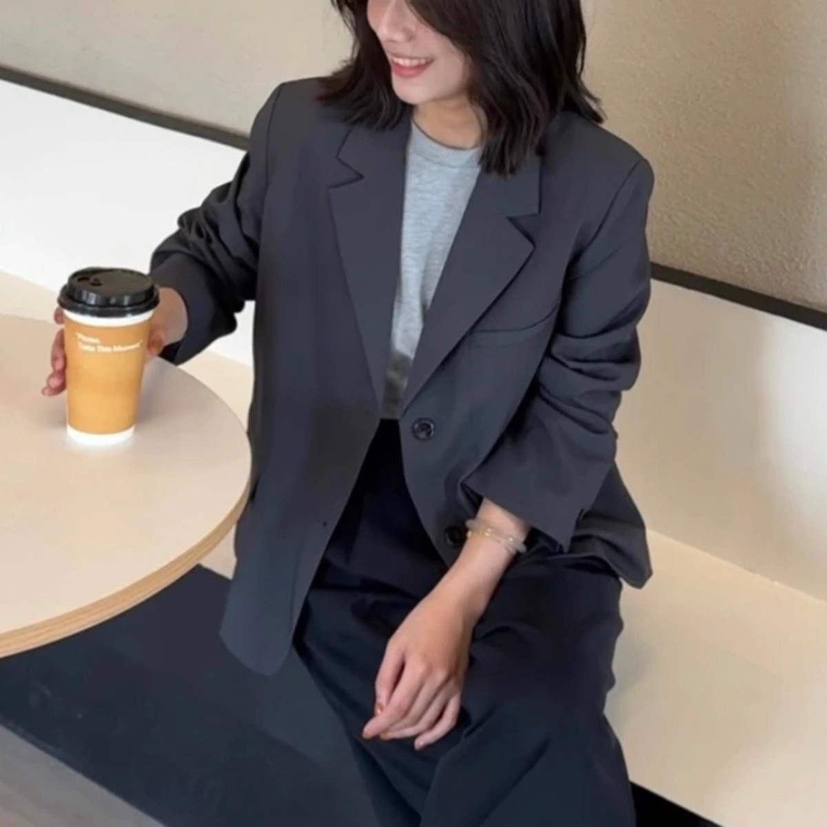 春秋新款时尚气质长袖西装外套女
