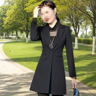 韩版 中长款 西装 外套女2026春秋新款 显瘦一粒扣小西服 气质百搭修身