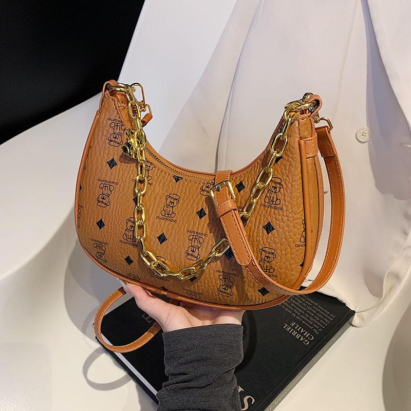 腋下包印花半月包单肩斜挎月牙形