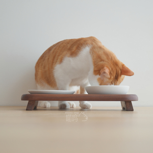 实木宠物碗架中古风保护颈椎