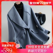 Jing Ruier 2019 phiên bản Hàn Quốc mới của áo khoác len ngắn hai lớp áo len cashmere hai mặt len ​​mùa thu đông nữ - Áo khoác ngắn