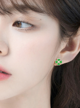 GR925银针无耳洞耳夹女高级感四叶草假耳钉法式ins小众简约夹耳针
