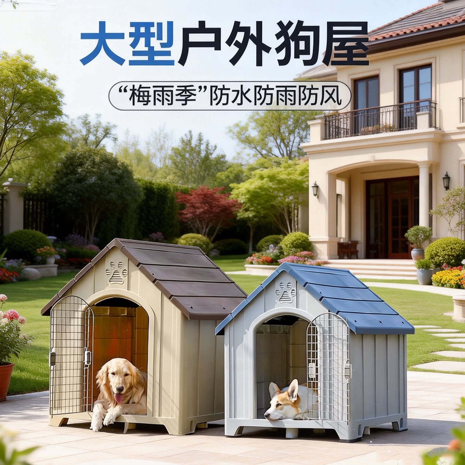 夏日狗窝四季通用大中小型犬室外狗屋宠物房子半封闭农村户外防雨图片