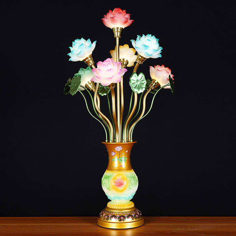 莲花灯大号供佛菩萨财神观音长明灯节能无烟家用插电供灯长明灯