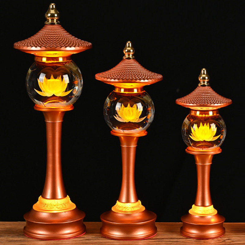 LED插电长明灯佛堂琉璃七彩莲花灯佛前观音供灯神社灯家用供佛仙