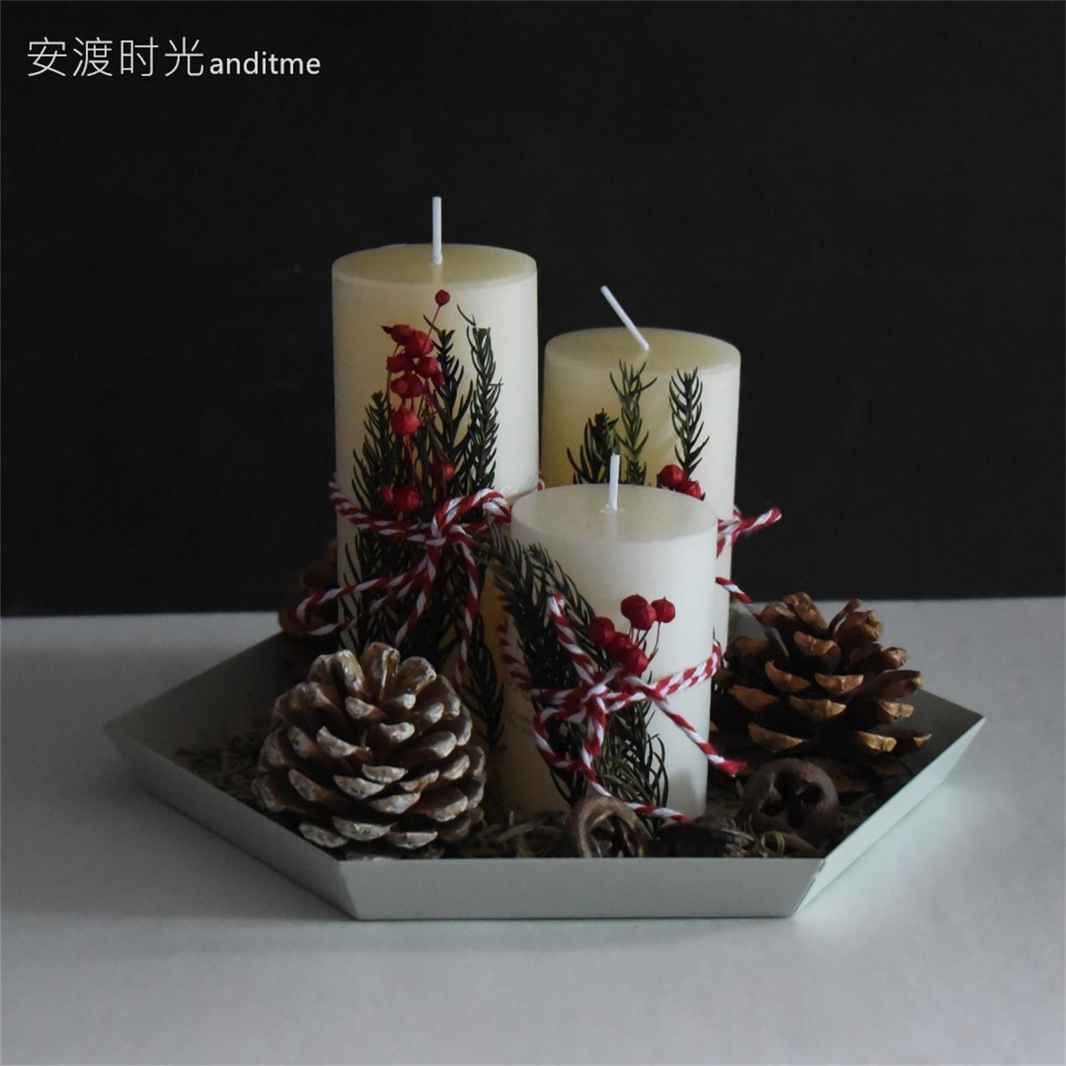 浪漫节日感氛围感无味蜡烛餐桌装饰桌面布置婚礼森系圣诞节礼物