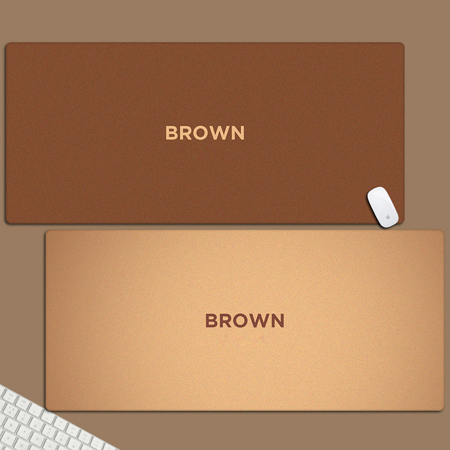 棕色纹理鼠标垫超大纯色简约高级感办公工位桌面垫电脑键盘垫防滑