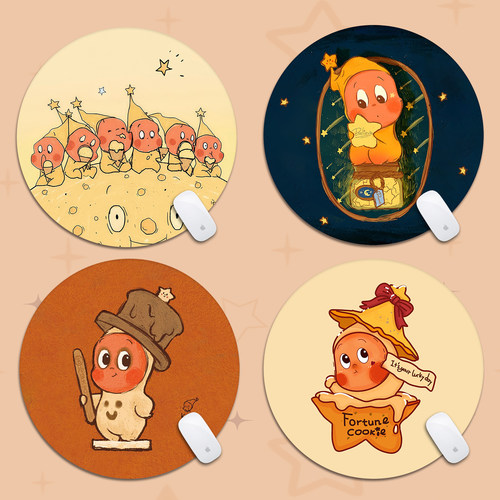 可爱卡通星星人鼠标垫圆形小号女生宿舍电脑办公桌垫键盘垫子锁边