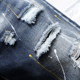 时尚破洞牛仔短裤大货男士潮牌五分裤潮流货号7087百搭直筒裤P45，男装牛仔裤，星座1106